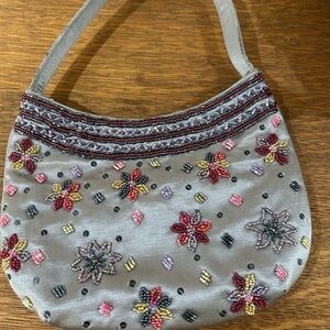 Gorgeous gray beaded shoulder purse